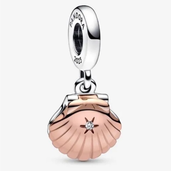 Pandora, club, charm, seashell, and pearl dangle charm. - Picture 1 of 8